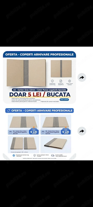 Oferta coperti arhivare legatorie format A4 casetat cu panza de legatorie