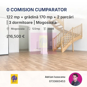122 mp + grădină 170 mp + 2 parcări | 3 dormitoare | Mogosoaia