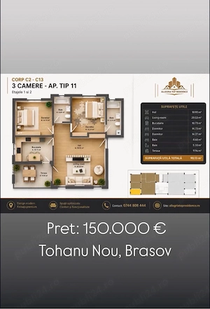 Vand apartament 3 camere