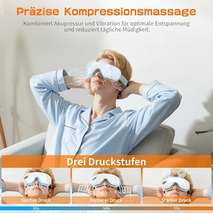 Aparat masaj ochi cu incalzire, Bluetooth si presiune aer, nou - imagine 3