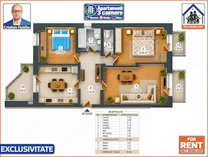 Apartament 3 camere, 2 bai, 3 balcoane | Renovat | Mobilat | Utilat - imagine 14
