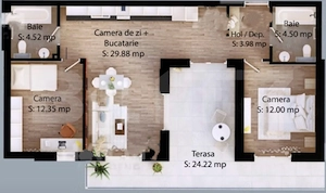 APartament cu 3 camere, 67 mp utili, zona Careiului 
