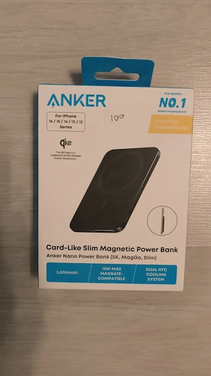 Baterie Externa MagSafe Anker Nano Power Bank 5K MagGo Slim Qi2 15W Sigilata   NOUA