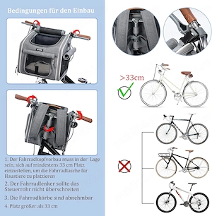  Coș Bicicletă & Rucsac Transport Câini BABEYER, Extensibil, 4 Uși, 4 Ferestre Plasă, Gri, 3 7 kg - imagine 5