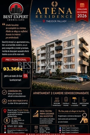2 Camere | Avans 15% | Credit Ipotecar | Direct Dezvoltator | Bloc Nou