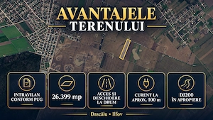 Teren intravilan 26.399 mp Dascălu   acces drum, curent în apropiere, viitor nod A0 DJ200 - imagine 3