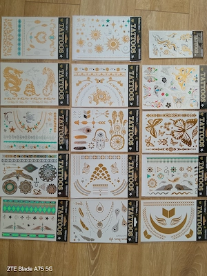 Folie tatuaje temporare aurii argintii tattoos gold format mare