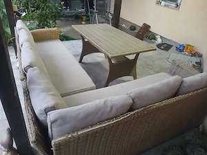 Coltar terasa,crem, ratan(plastic)