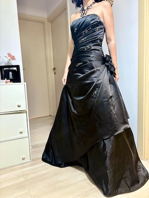 Rochie neagra superba cu trena,  de ocazie seara