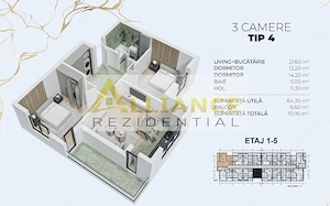 APARTAMENT 3 CAMERE  | Incalzire in pardoseala  | Metrou Berceni - imagine 3