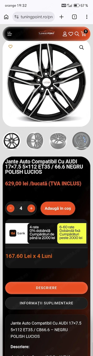 Vand jante MSW aluminiu, culoare neagra R17 - imagine 4