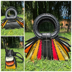 Geantă damă, multicoloră, Lunaria Evantai 