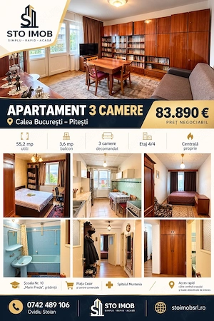 Apartament 3 camere - decomandat | Calea Bucuresti | et 4 4