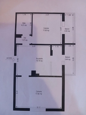 Vand ap. 2 camere, decomandat, zona Calea Aradului, centrala proprie, 51 m2 - imagine 7