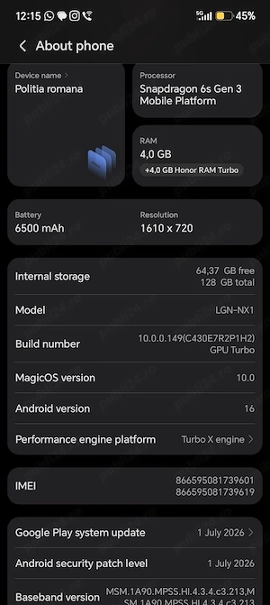 Telefon HONOR 10 magic OS - imagine 2
