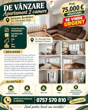 se vinde apartament 2 camere - URGENT 