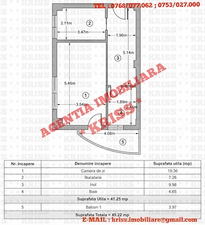 Garsonieră TRIVALE Bloc Nou 2010 Confort 1 Decomandată 46 Mp. Etaj 1 Bloc cu Lift Liberă Centrală  - imagine 10