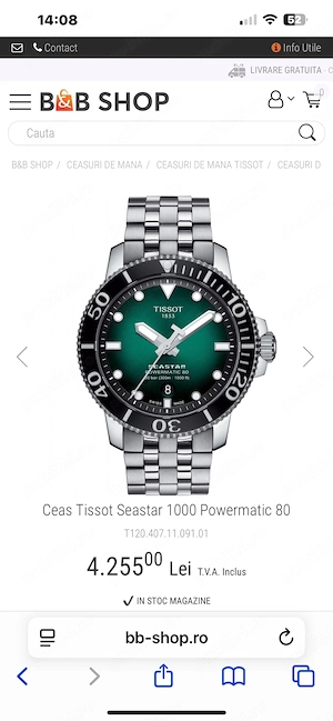 Tissot powermatic 80 ecran safir 