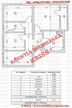 Apartament 4 Camere Semicentral-NEGRU VODĂ Confort 1 Decomandat 79Mp. Etaj 3 Din 4 Mobilat Și Utilat - imagine 12