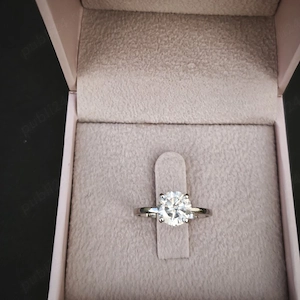 Inel solitaire aur alb 14K cu diamant natural 1,52 ct, certificat