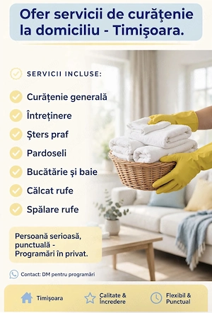 Ofer servicii de curatenie si igienizare la domiciliu