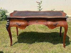 Birou vintage stil Louis XV   Rococo, lemn furniruit, ornamente din bronz