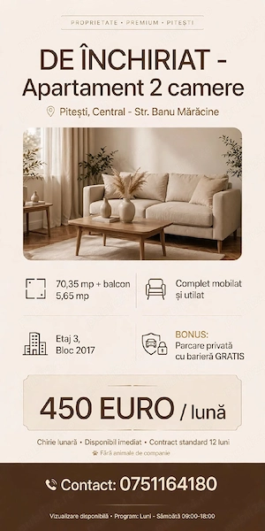 Inchiriez apartament 2 camere