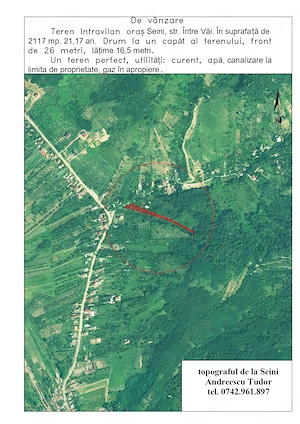 Vand Teren Partial Intravilan Oras Seini Strada Între Văi 21,17 ari - imagine 2