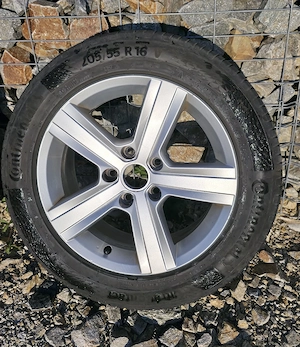Set Roti Aliaj Originale VW 16" (Aspen) 5x112 + Anvelope Vara Continental 205/55 R16 (DOT 2024 - imagine 3