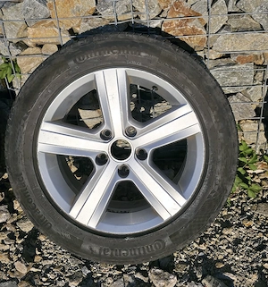 Set Roti Aliaj Originale VW 16" (Aspen) 5x112 + Anvelope Vara Continental 205/55 R16 (DOT 2024 - imagine 4