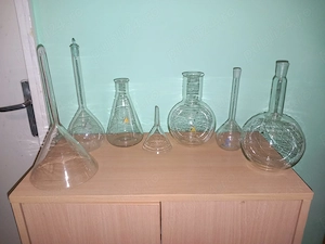 Set pahare laborator, sticlă borosilicat, TURDATERM, stare excelentă ,de colecție,450 LEI