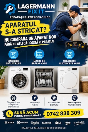 Reparatii masini de spalat rufe, masini de spalat vase, uscatoare electrice de haine