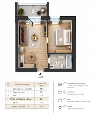 Apartament 2 Camere Greenfield – complet mobilat si utilat - imagine 14