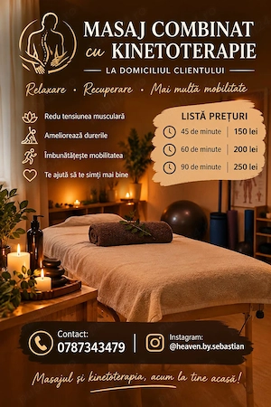 Masaj combinat cu kinetoterapie la domiciliu Prahova
