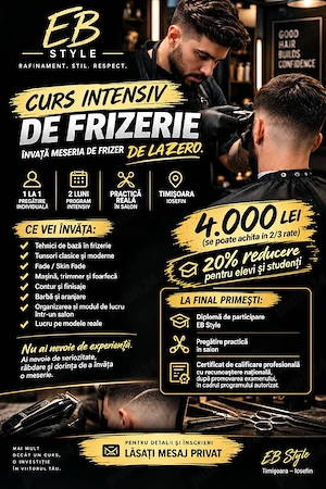 Curs FRIZERIE intensiv Timișoara 