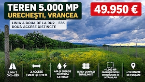 Teren 5.000 mp | Linia 2 DN2-E85 | 2 accese | Urechești
