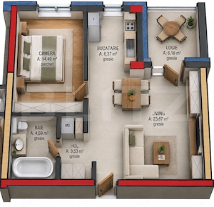 Apartament cu 2 camere și balcon în Terra Gardens. Comision 0 - imagine 3