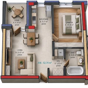 Apartament cu 2 camere și balcon în Terra Gardens. Comision 0 - imagine 3