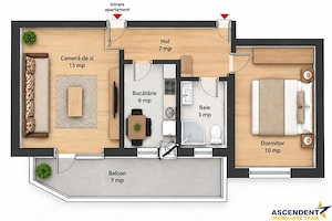Apartament 2 camere, decomandat, balcon si parcare, Vlahuta - Florilor,  Brasov - imagine 7