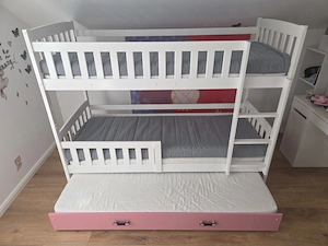 Pat supraetajat copii Interbeds Kubus (196x87 cm) 3 locuri de dormit+spatiu de depozitare