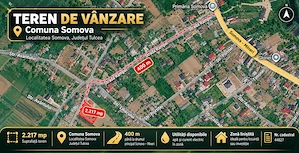 TEREN DE VÂNZARE   2.217 MP   Somova,  Jud. Tulcea