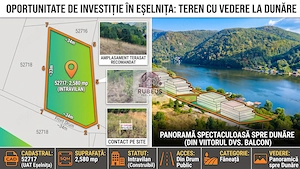 Teren intravilan 2.580 mp Eșelnița, acces DN57, ideal turism, locuinte
