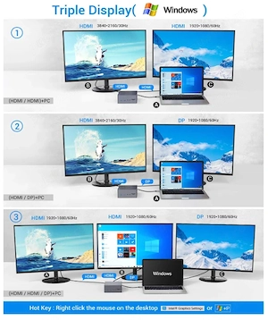 Docking Station TOTU TT-DC001A USB-C Triple Display 4K HDMI DisplayPort Gigabit LAN SD Card Hub Lapt - imagine 4