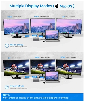 Docking Station TOTU TT-DC001A USB-C Triple Display 4K HDMI DisplayPort Gigabit LAN SD Card Hub Lapt - imagine 5