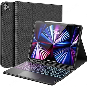 Husa cu Tastatura T91 Iluminata RGB si Touchpad pentru iPad Pro 12.9 inch (Gen 3, 4, 5, 6) 