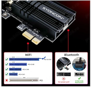 Placa Retea Wi-Fi 6E + Bluetooth 5.3 PCIe Syoncon AX210 (Intel AX210NGW, 5374 Mbps, 6dBi, WPA3) - imagine 5