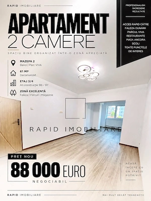 Apartament RENOVAT - 2 Camere - Mazepa 2-etaj 3 4 -61 mp- FALEZA VIVA - imagine 10