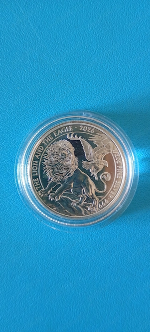 Monedă Argint Pur 999.9    The Lion and the Eagle  (15.5 grame   1 2 oz)