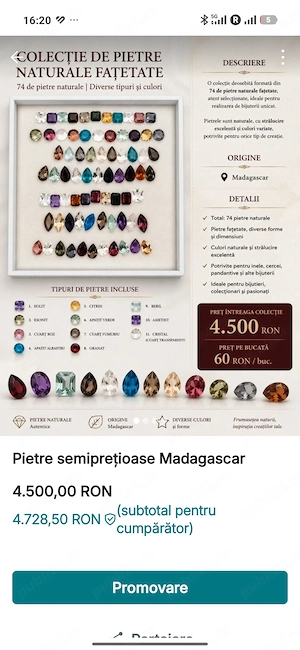 Lot de 74 pietre semiprețioase Madagascar 
