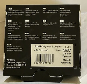 Kit upgrade LED original Audi, la luminile de intrare din usa, logo cercuri Audi, mufa ingusta - imagine 7